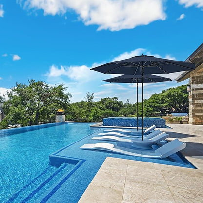Midtown Umbrellas Push Pop Sunbrella Umbrella 8 Feet Outdoor Umbrella in Canvas Natural Acrylic Fabric - Patio, Backyard, Garden, Picnic Table & Pool - Black Pole
