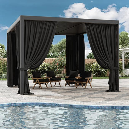 Gazebo Universal Replacement Privacy Curtain,10'×13' Gazebo Outdoor Waterproof Curtains, 4-Panels Sidewall Curtains with Double Zipper for Patio Canopy, Garden and Backyard (Curtain Only)