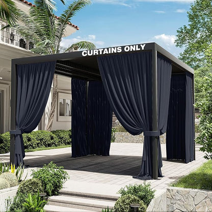Gazebo Universal Replacement Privacy Curtain,10'×10' Gazebo Outdoor Waterproof Curtains, 4-Panels Sidewall Curtains with Double Zipper for Patio Canopy, Garden and Backyard (Curtain Only)