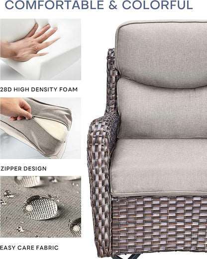 Pop 22x25/22x24 Outdoor Replacement Cushion - 1 Set High Back Deep Seat Patio Furniture Cushions for Rattan Dining Swivel Rocking Chairs Rattan Loveseat Couch Sectional Sofa - Beige/Smile
