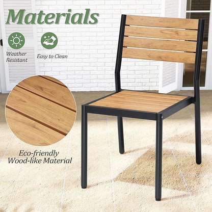 Pellebant 11 Piece Patio Table and Chairs Set for 10, Aluminum Outdoor Dining Set with Umbrella Hole, Stackable Dining Chairs & 94" Dining Table, Brown