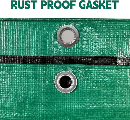 Tarp 12x20 ft Heavy Duty 100% Waterproof 10mil,UV Resistant,Durable Grommets and Reinforced Edges Green/Black Tarp for Camping, Swimming Pools,Car Coverage -by MVPNET