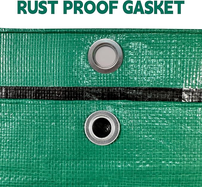 Tarp 9x12 ft Heavy Duty 100% Waterproof 10mil,UV Resistant,Durable Grommets and Reinforced Edges Green/Black Tarp for Camping, Swimming Pools,Car Coverage -by MVPNET