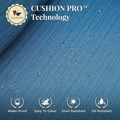 Patio Furniture Set, 6 Pcs Metal Outdoor Conversation Set, 2 Rocker Chairs, 2 Ottomans and 3 Seater Sofa with 5.75" Extra Thick Cushion and Gas Fire Pit Table, Gemstone Blue