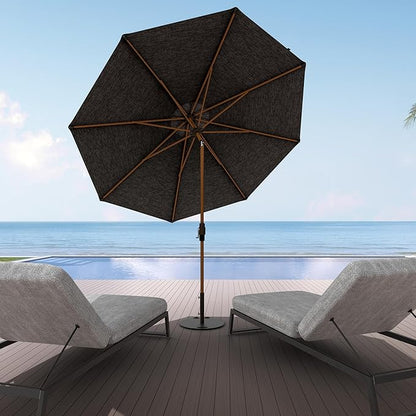 Midtown Umbrellas Sunbrella Umbrella Outdoor Patio Umbrella 2-8 Feet in Cast Slate Acrylic Fabric - Auto-Tilt Aluminum Frame For Backyard Umbrella, Deck Umbrella & Porch Umbrella - Wooden Pole