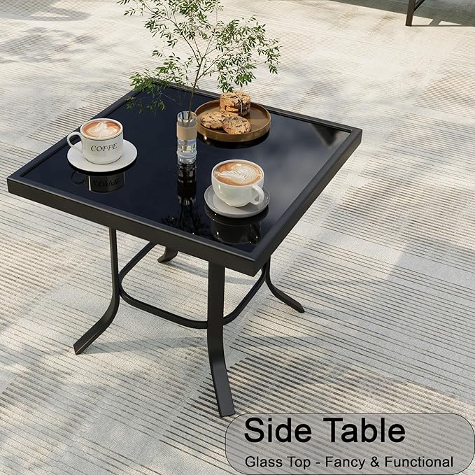 10 Pieces Patio Conversation Sets, All Weather Metal Outdoor Furniture Set, 3-Seater, 4 Swivel Rockers, 2 Single Chairs, 2 Side Tables, 1 Fire Pit Table for Backyard Garden Deck Porch Poolside, Gray