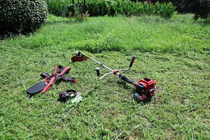 2-Stroke Gas Brush Cutter Pro-Grade String Trimmer EPA Compliant Orange Heavy-Duty Weed Eater Lawn & Overgrowth Clearing Tool