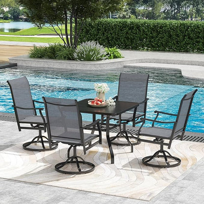 Soohow Outdoor Dining Chairs Set of 2, 360°Swivel Patio Dining Chair with Textilene Fabric, Outdoor Metal Armchair All Weather Resistant, Ergonomic Comfort, Perfect for Patio, Backyard, Balcony