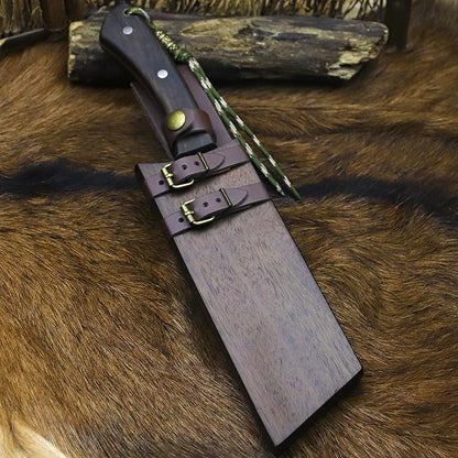 BA-KOR (Pioneer ) (14.6") DC53 steel 6mm thickened full Tang fixed knife+ Wooden sheath &(5.9IN) Cerium Igniter, suitable for outdoor hunting, cutting, chopping, camping, obstacle removal, exploration, fishing, EDC, BBQ (BA-Kb-0A)