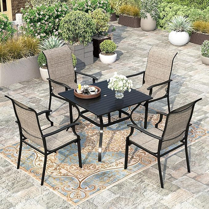 HERA'S HOUSE Premium Patio Dining Chair of 2, Rust Resistant Outdoor Chair with Textilene Padded Seat, Supports up to 350lbs with Comfort and Durability for Lawn Kitchen Garden Backyard