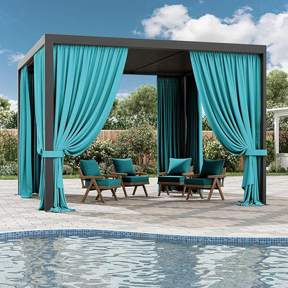 Gazebo Universal Replacement Privacy Curtain,10'×10' Gazebo Outdoor Waterproof Curtains, 4-Panels Sidewall Curtains with Double Zipper for Patio Canopy, Garden and Backyard (Curtain Only)