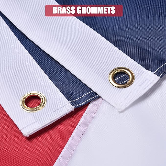 Texas State Flag 3x5 Ft, Deluxe Embroidered Premium Polyester Durable TX Flag with Sewn Stripes and Brass Grommets for Indoor/Outdoor Use