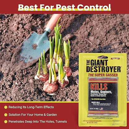 Giant Destroyer Smoke Bomb Gasser – Rodent & for Gophers, Moles, Groundhogs & Rats – 16 Pack (64 Tubes) + Jecudi Towel