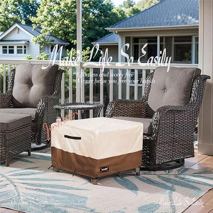 Square Patio Table Cover 40 Inch,100% Waterproof 600D Heavy Duty Outdoor Table Cover,Square Patio Dining Table Covers for Outdoor Furniture,40"Wx 40"D x 23"H,Beige&Brown