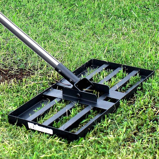 Walensee Lawn Leveling Rake, 6.5FT 17"x10" Levelawn Tool, Heavy Duty Effort Saving Lawn Level Tool, Stainless Steel Handle Lawn Leveler for Yard Garden Golf Course, Ease Level Soil Sand Dirt Surfaces