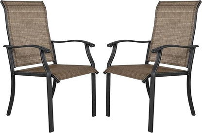 UU Garden Patio Dining Chairs Set of 2, Outdoor Chairs with Armrest, Indoor/Outdoor Chairs Backyard Deck Garden Chair, Restaurant Kitchen Dining Textilene Chair,Brown