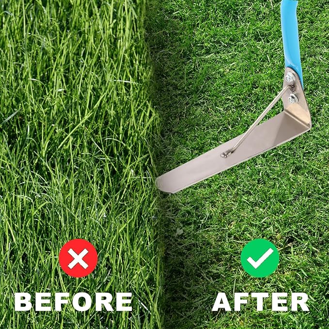 sancat Weed Cutter,Weeder with Double-Edged 304 Stainless Steel Sharp Blade, Manual Weed wracker, Long Sickle with 41’’ Soft Rubber Handle, Garden Tool for Grass