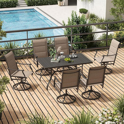 Soohow Patio Dining Chairs Set of 2, Swivel Outdoor Patio Chair with Paded Textilene Fabric, All Weather Outdoor Seats Ergonomic Comfort, Perfect Seats for Backyard, Balcony, and Garden