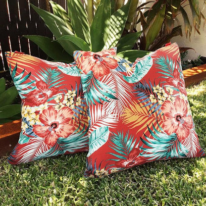 Throw Pillow Covers Set of 2, Outdoor Indoor Waterproof Decorative Patio Throw Pillowcase Shell 18x18 Inch, Square Cushion Case for Couch Sofa Garden Farmhouse Decoration-Sadira Chili Haze