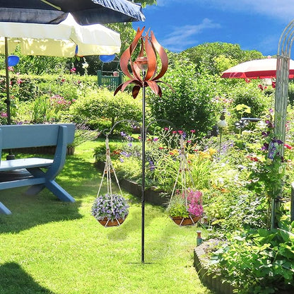 J-Fly Solar Wind Spinners Outdoor Garden Spinner Solar Spinning Windmill Super Large Spinning Garden Ornaments Perfect for Patios, Lawns Or Gardens 83 Inch