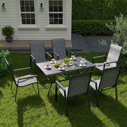UDPATIO Patio Chairs Set of 6, Stackable Outdoor Chairs with All Weather Breathable Textilene, High Back Metal Frame for Lawn Garden Backyard Deck, Dark Grey