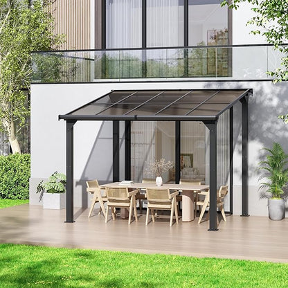 Gazebo, Wall Mounted Gazebos on Clearance, Outdoor Lean to Gazebo Awnings for Patio, Deck, Porch, Backyard (8 x 10)