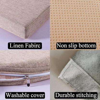 36 x 18 Inch Piano Bench Cushions for Indoor Furniture with Ties Non Slip Kitchen Dining Room Bench seat Cushion for Shoe Storage Ottoman Window Settee Pad,Khaki
