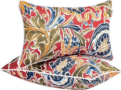 JMGBird Outdoor Lumbar Pillows Set of 2 with PP Cotton Fill for Patio Furniture Decorative Pillows 12x20 Inch