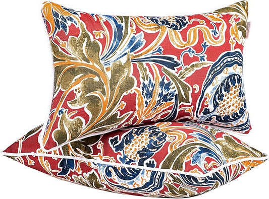 JMGBird Outdoor Lumbar Pillows Set of 2 with PP Cotton Fill for Patio Furniture Decorative Pillows 12x20 Inch