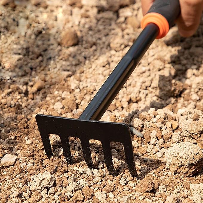 Garden Tool Set (Garden Tool Set, 5 Pieces, Gardening Tool Kit Including 2 Shovels, Rakes, Cultivators, and Transplanting Tools, Rust-Resistant Iron Tools, Rubber Grip Handles (5))