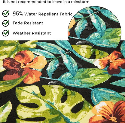 Lumbar Pillow with Insert, Set of 2, Outdoor Indoor Waterproof Decorative Patio Lumbar Pillow 12x20 Inch, Rectangular Cushion for Couch Sofa Garden Farmhouse Decoration-Tropical Green Leaves