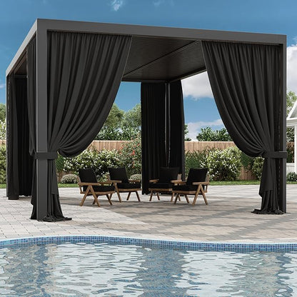 Gazebo Universal Replacement Privacy Curtain,12'×16' Gazebo Outdoor Waterproof Curtains, 4-Panels Sidewall Curtains with Double Zipper for Patio Canopy, Garden and Backyard (Curtain Only)