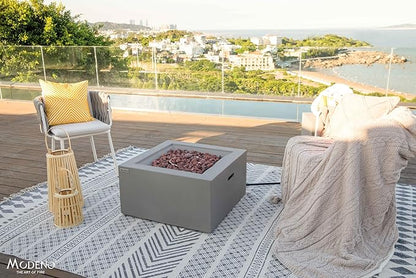 AMS Fireplace | Modeno | Ridgefield | Firepit Table | Cover and Lava Rocks Included | (Fuel; Natural Gas - Light Gray)