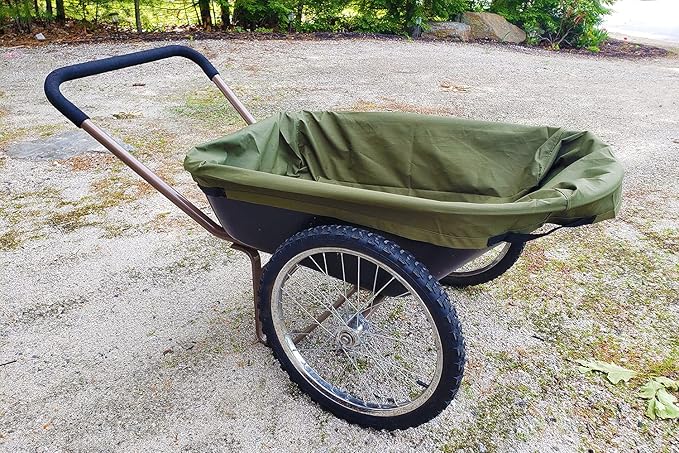 UpBloom - Wagon Liner & Cover Patent Pending - Heavy Duty Water Resistant Repellent Distressed Fabric with Easy Unloading Handles - Fits Most Utility Carts/Collapsible Wheelbarrow Styles (Large)