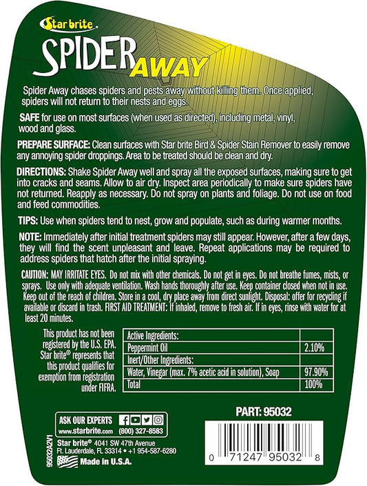 STAR BRITE Spider Away – Simply Chase Away Pesky Spiders & Keep Them Away - Ideal for Homes, Garages, Docks, Patios, Boathouses & More