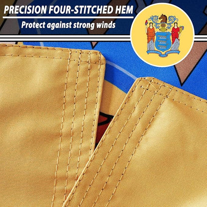 FLAGWIN New Jersey Flag 3x5 FT - 3 Ply Double Sided Polyester Flag with Brass Grommets - Vivid Color and Fade Proof State of New Jersey Flags 3x5 Outdoor