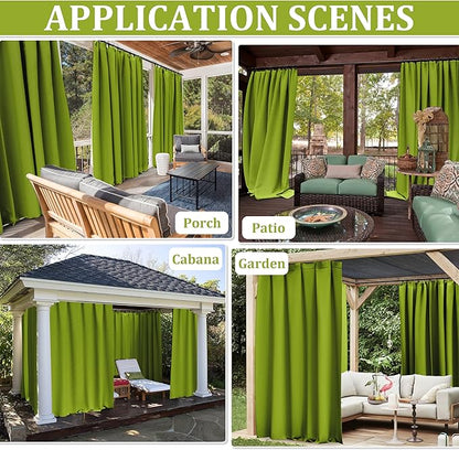 Gazebo Universal Replacement Privacy Curtain,12'×12' Gazebo Outdoor Waterproof Curtains, 4-Panels Sidewall Curtains with Double Zipper for Patio Canopy, Garden and Backyard (Curtain Only)