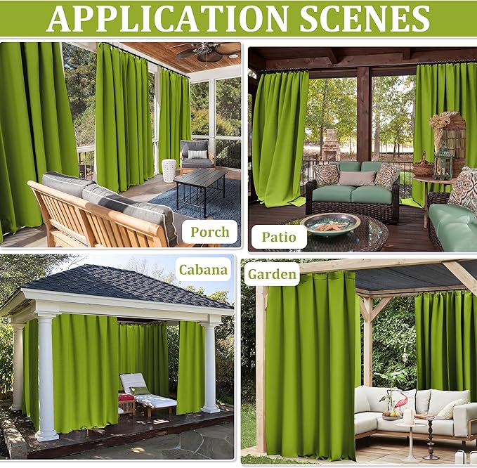 Gazebo Universal Replacement Privacy Curtain,10'×10' Gazebo Outdoor Waterproof Curtains, 4-Panels Sidewall Curtains with Double Zipper for Patio Canopy, Garden and Backyard (Curtain Only)
