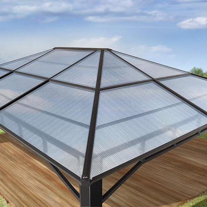 TOOLPORT Hardtop Gazebo 10x13 ft with Aluminum Frame and Approx. 8 mm Polycarbonate Roof