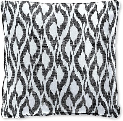 BrylaneHome 16" Square Toss Pillow - Patio & Outdoor - Patio & Outdoor - Water, Stain & Fade Resistant - Black Ikat
