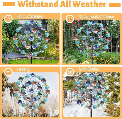 FaloStwer 78.7 Inch Tall Metal Wind Spinner for Outdoor, Large Kinetic Wind Sculpture with Unique Blade Design, Easy Install Garden Windmill for Patio Yard Lawn Decoration(Large Size A)