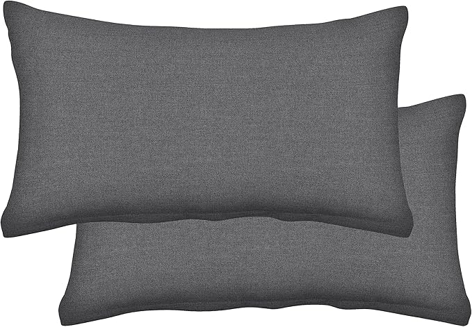 Honeycomb Outdoor Lumbar Toss Pillow Set, 20" W x 12" L, Heathered Solid Dark Grey Outdoor Pillows