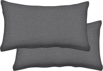 Honeycomb Outdoor Lumbar Toss Pillow Set, 20" W x 12" L, Heathered Solid Dark Grey Outdoor Pillows