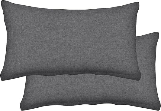 Honeycomb Outdoor Lumbar Toss Pillow Set, 20" W x 12" L, Heathered Solid Dark Grey Outdoor Pillows