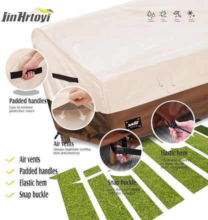 3-seater Outdoor Couch Cover,85"Wx38"Dx35"H Patio Sofa Cover,100% Waterproof Heavy Duty Patio Furniture Covers,Beige&Brown