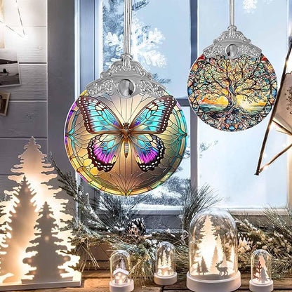 Stained Glass Suncatcher Butterfly Ornament for Christmas, Holidays, Tree Decor, Home Decoration and Gifts