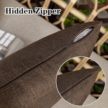 Kevin Textile Pack of 2 Outdoor Waterproof Throw Pillow Covers Decorative Farmhouse Checkered Square Solid Cushion Cases for Patio Garden Porch Sofa Brown 18x18 inch