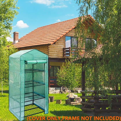 Greenhouse Replacement Cover with Roll-Up Zipper Door PE Plant Gardening Greenhouse Cover for Gardening Plant Frost Protection Wind Rain Proof Greenhouse Cover (Fit for 27×19×63 Inches (Green))