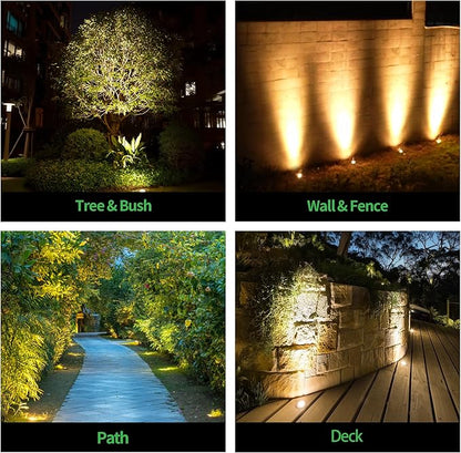 LED Well Lights Low Voltage Outdoor - IP67 Waterproof 12V Ground Fixture, Warm White & Cool White Hard-Wired Landscape Lighting, ORB Aluminum for Wall Walkway Patio 9W 700LM 6 Pack