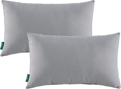 Indoor Outdoor Lumbar Pillows,Waterproof Outdoor Pillows Set of 2 for Patio Furniture,12×20 Inch,Grey